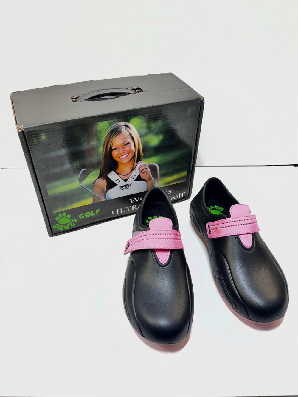EW ~ DAWGS Womens Ultralite Golf Shoes EVA Black Soft Pink [Size 6/ 36]